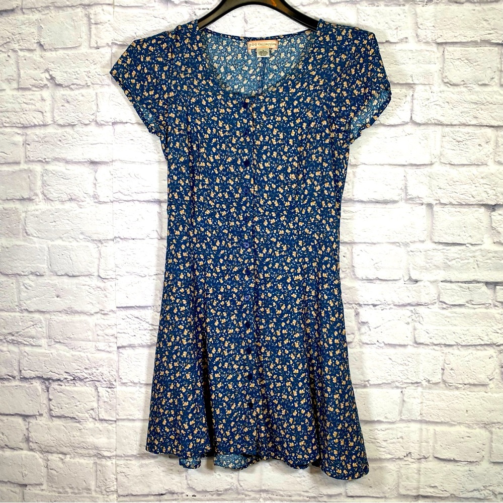 B.O.G.Collective Navy Blue Floral Mini Dress Size Small